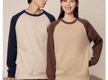 MJ8806 新氧棉插肩袖减龄拼色圆领卫衣