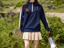 MJ3808立领拼色半拉链卫衣