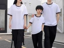 MJ24212秘鲁棉撞色T恤  亲子款圆领衫